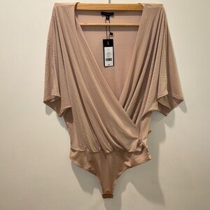 Dynamite Beige Wrap Bodysuit